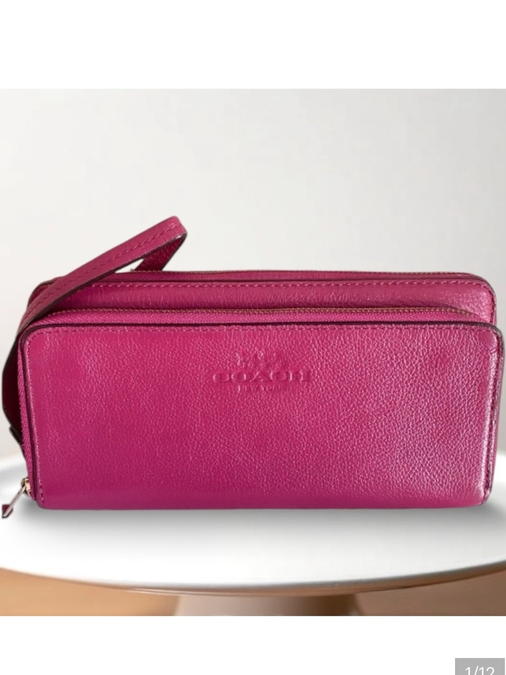 Coach Madison Phoebe Pink Wallet double compartment wristlet strap EUC